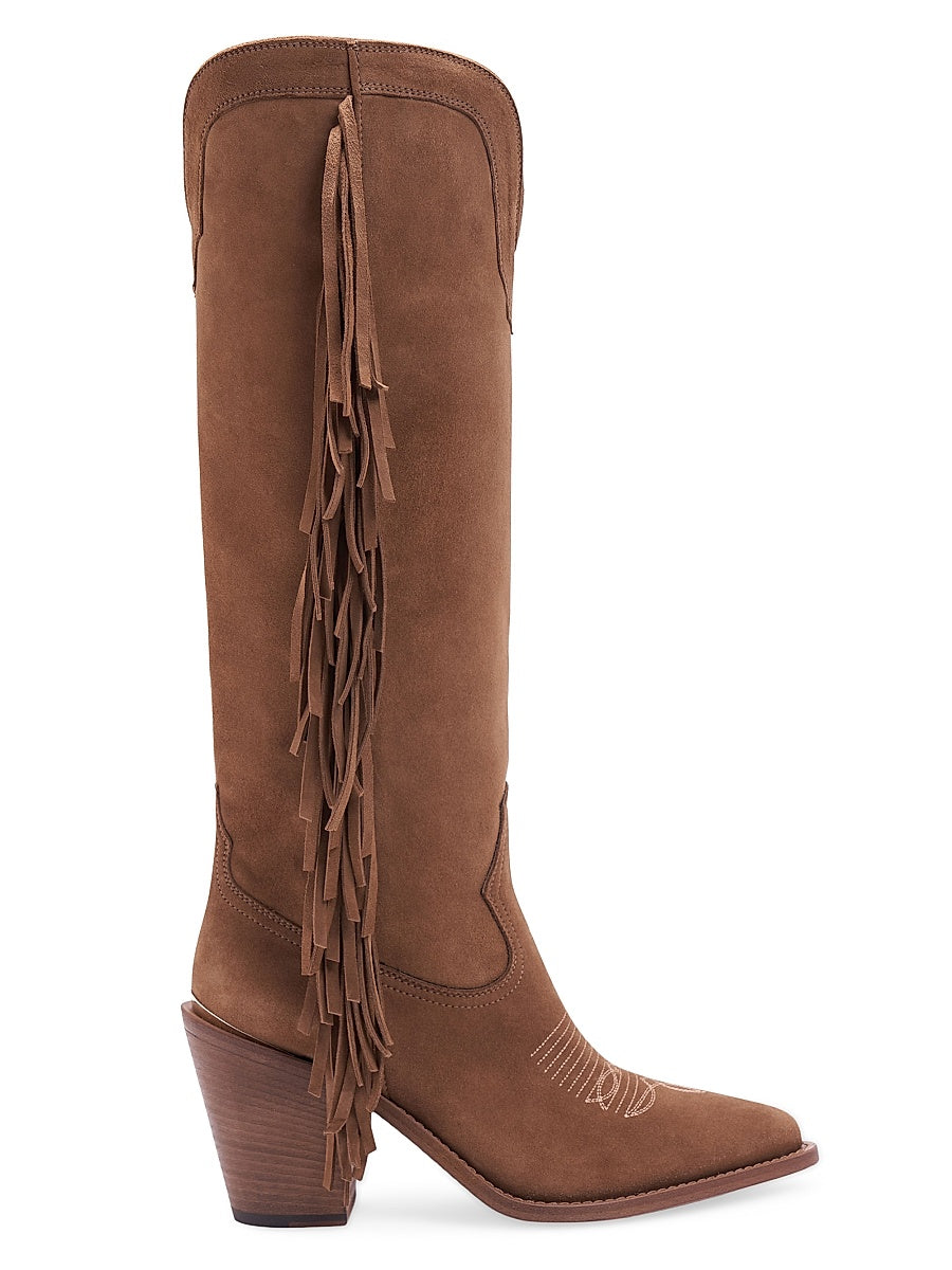 Cami 90MM Fringed Suede Knee-High Boots