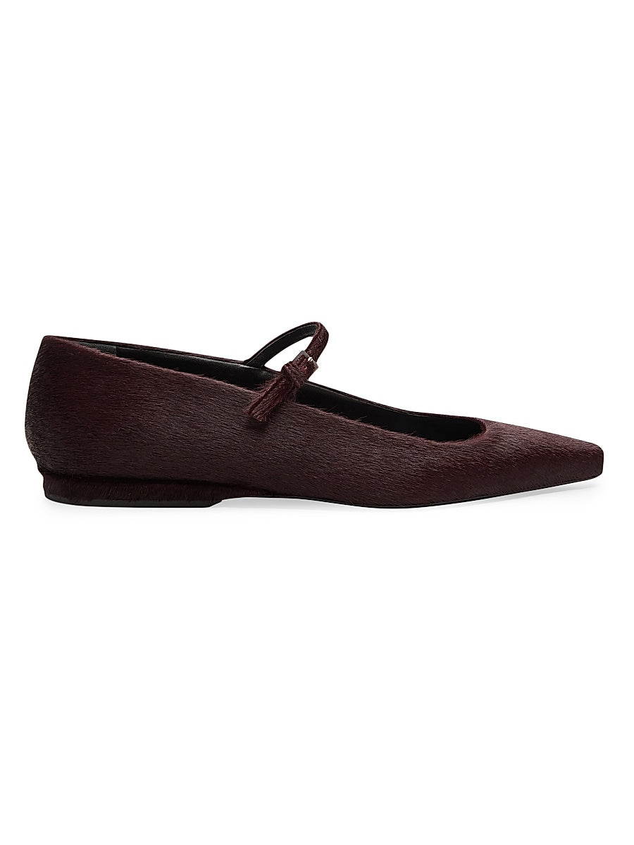 Leone Effect Sharp Calf Hair Ballerina Flat Pumps