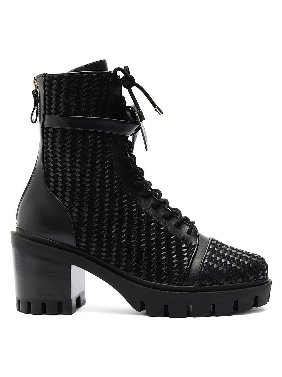 Tresse Combat Textured Ankle Boots