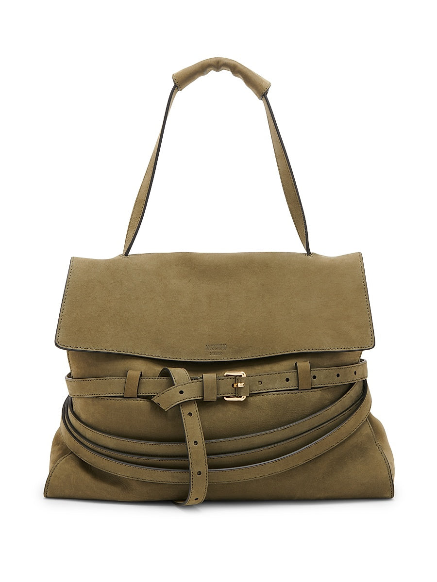 Tie Me Nubuck Suede Shoulder Bag