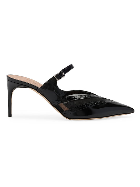 Cristi 70MM Brushed Leather and Mesh Mules