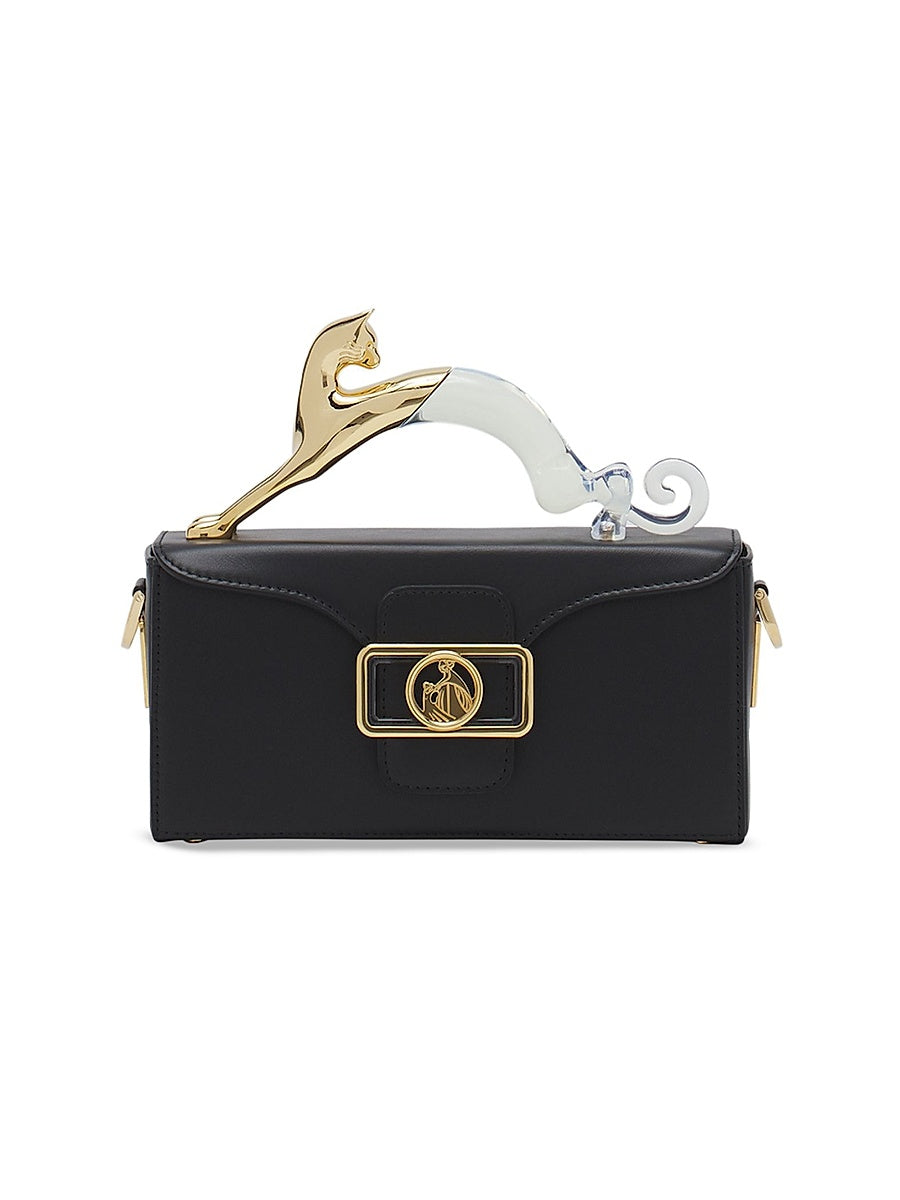 Pencil Cat Nano Leather Bag with a Bi-Material Cat