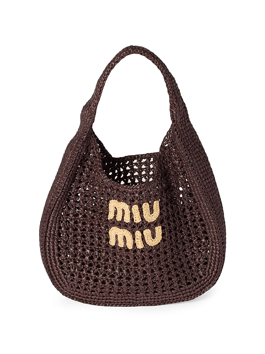 Raffia-Effect Woven Hobo Bag