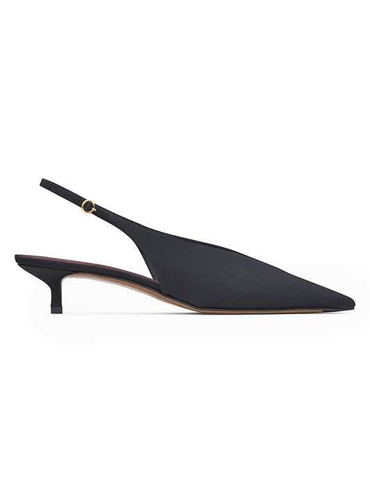 Diske 40MM Crêpe de Chine Point-Toe Slingback Pumps