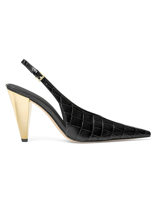 Electra 95MM Croc-Embossed Leather Pumps