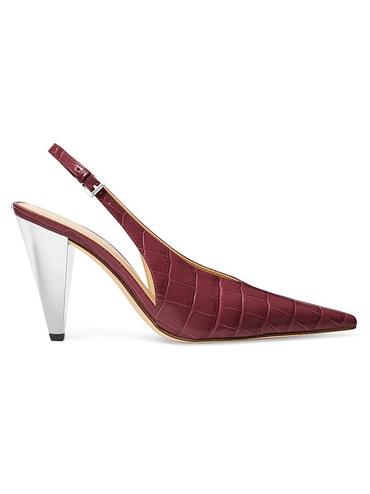 Electra 95MM Croc-Embossed Leather Pumps