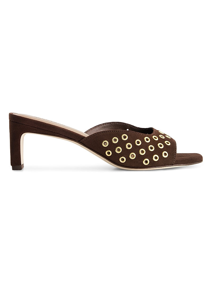 Cenza Grommet Kitten Heel Mules