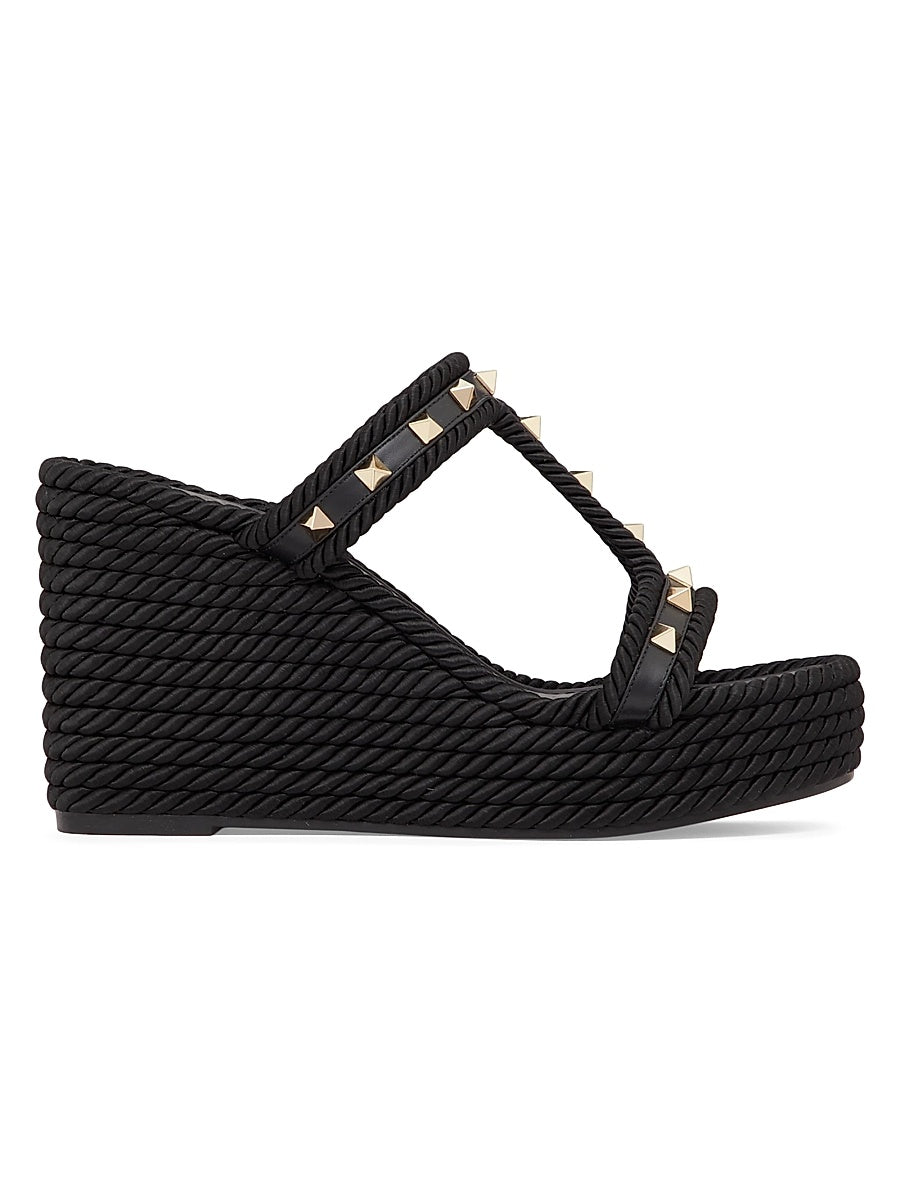 Rockstud 90MM Wedges in Calfskin