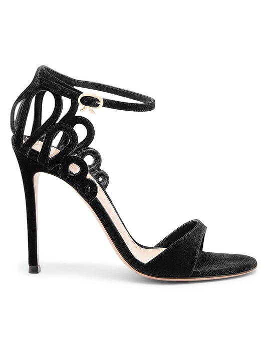 105MM Scalloped Suede Sandals