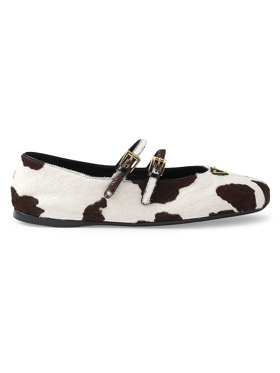 Printed Leather Ballerinas