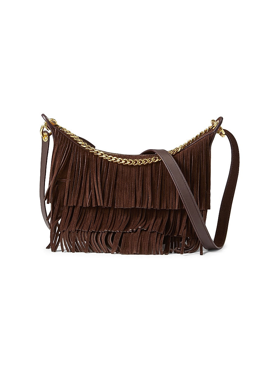 Small Fringed Suede Shoulder Bag