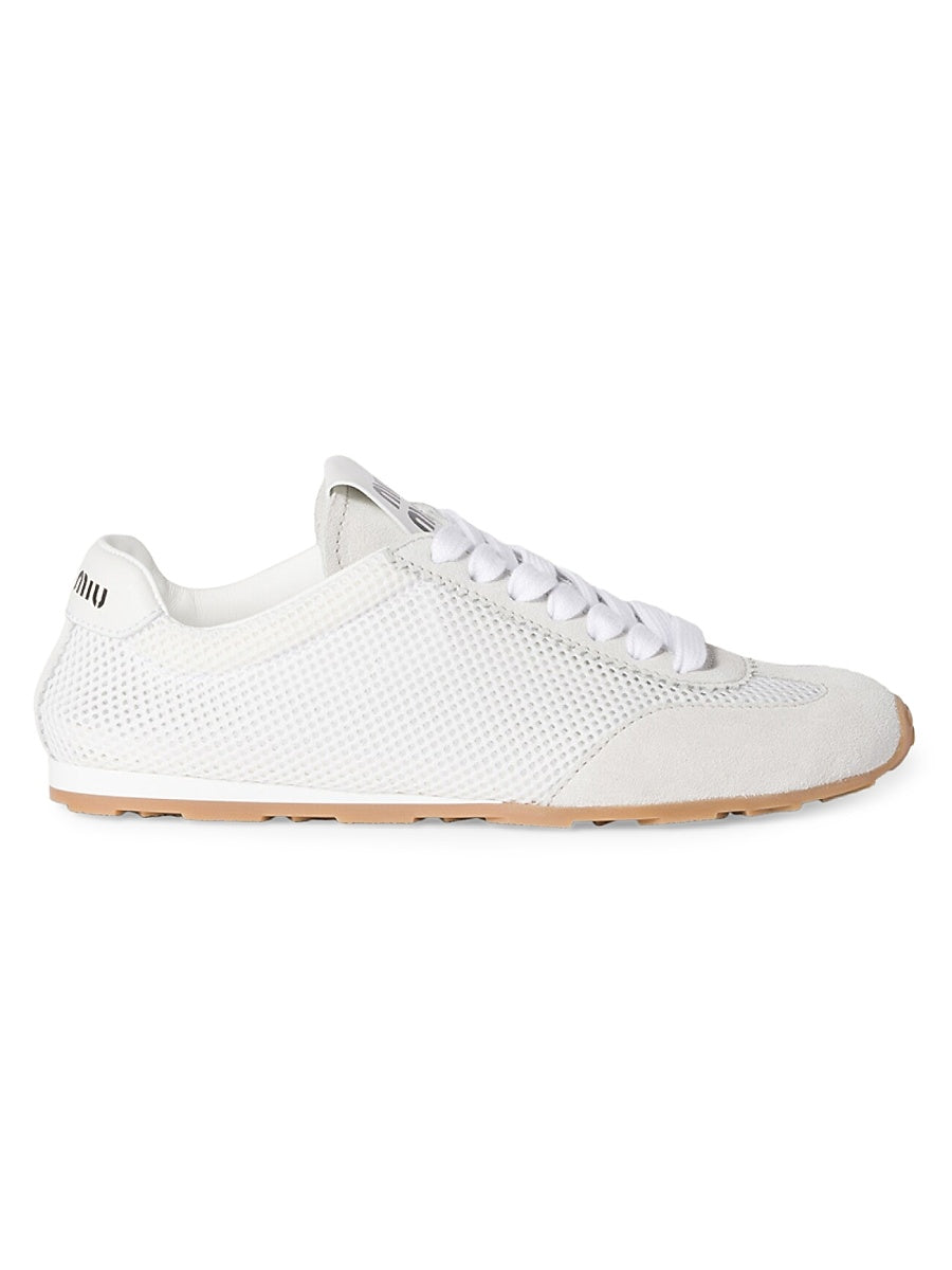 Plume Mesh and Suede Sneakers