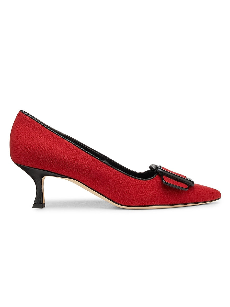 Maysale Buckle-Detailed Wool-Blend Pumps