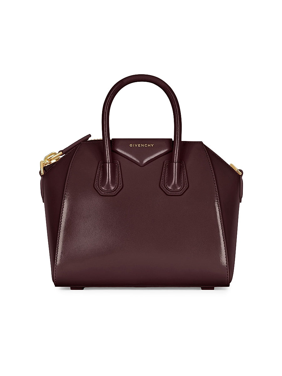 Mini Antigona Top Handle Bag in Box Leather