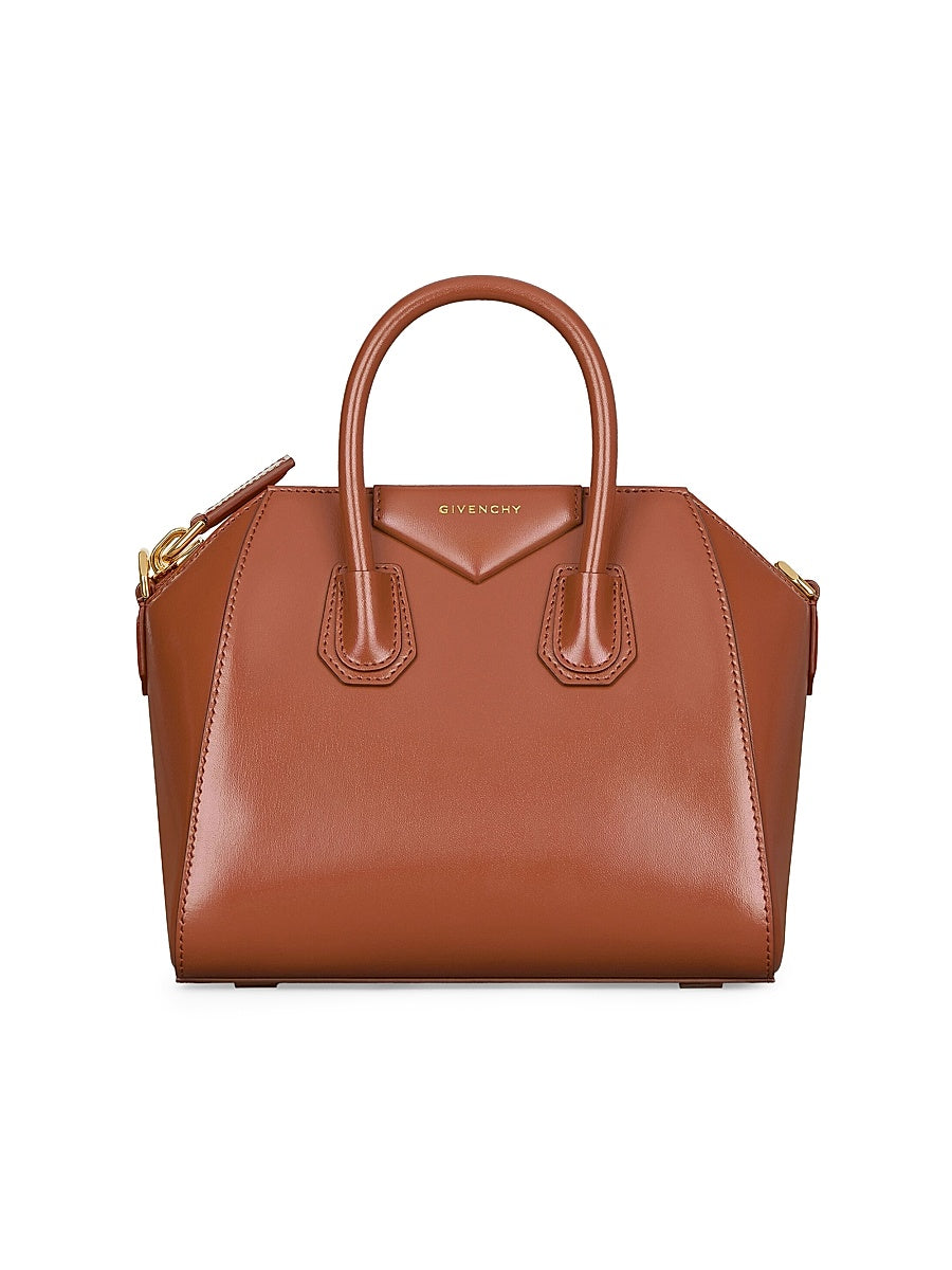 Mini Antigona Top Handle Bag in Box Leather