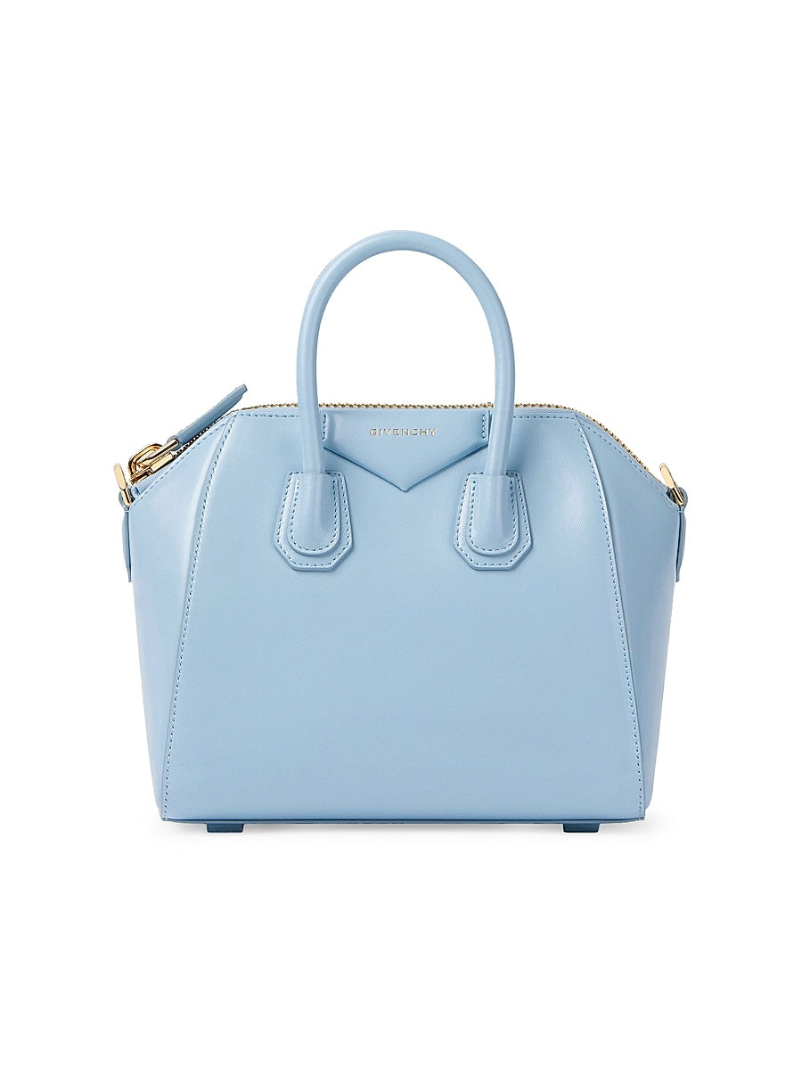 Mini Antigona Top Handle Bag in Box Leather