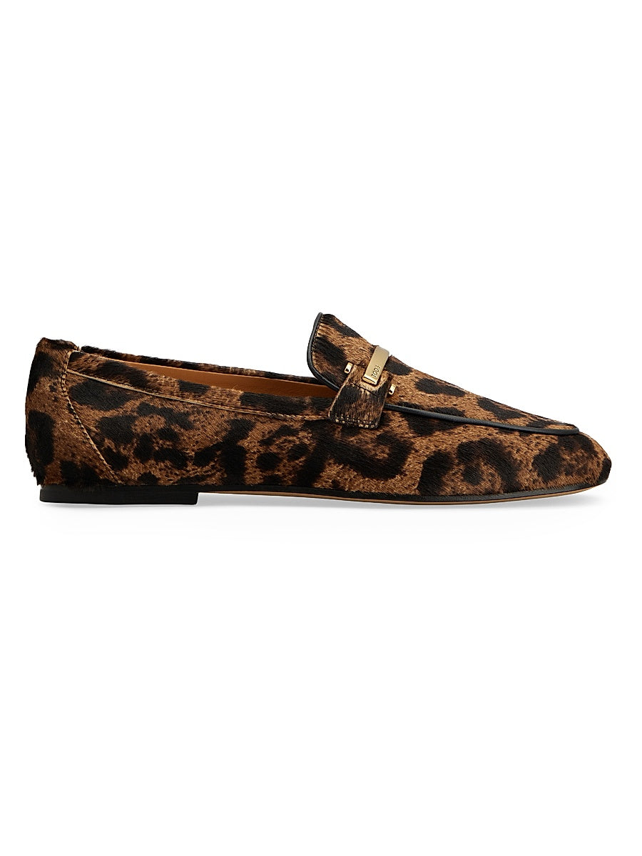Animal-Printed Pony Hair Bit Loafers