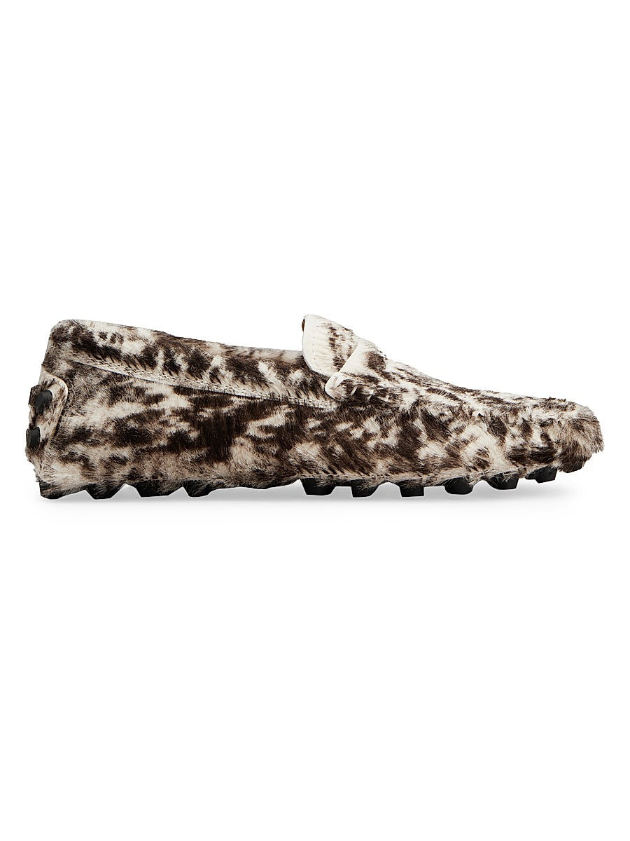 Gommino Bubble Printed Pony Hair Driving Loafers