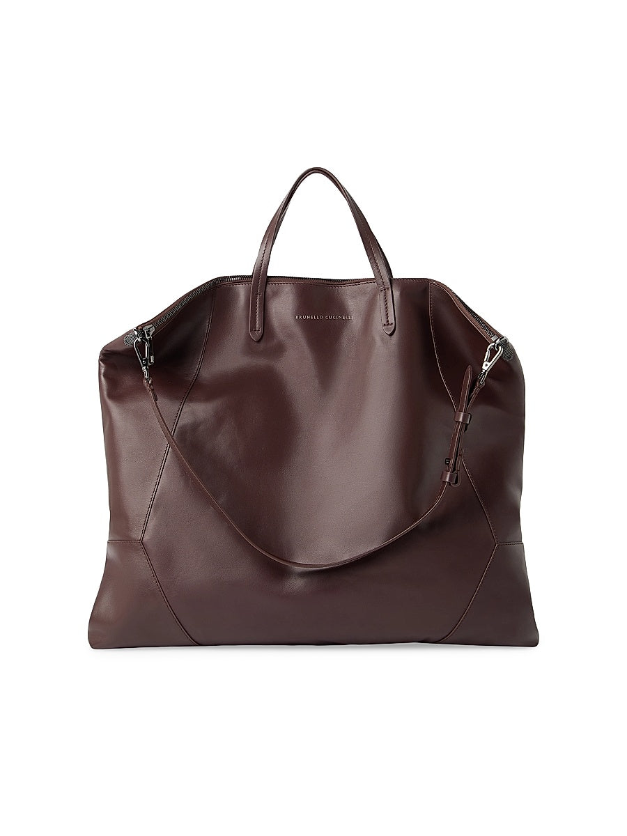 Duo Large Shopper Bag in Calfskin with Monili