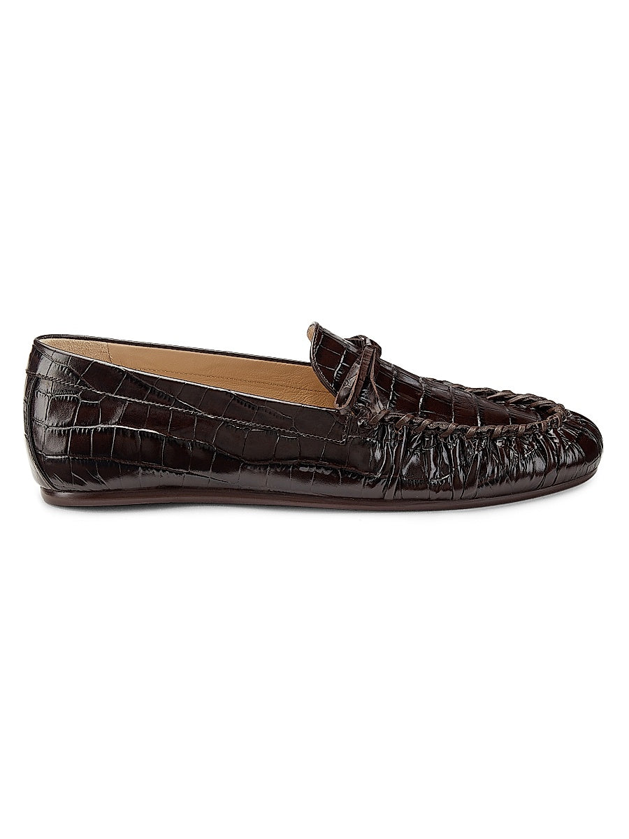 Britt Croc-Embossed Leather Loafers