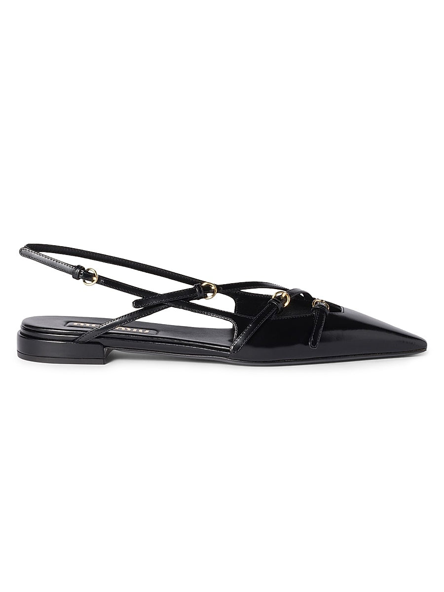 Leather Slingback Ballerinas with Buckles