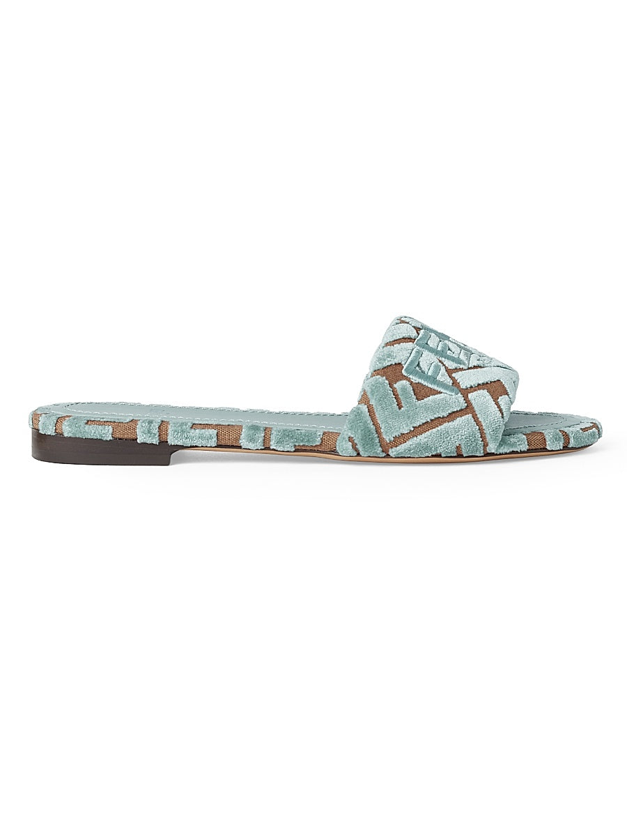 Sunshine Velvet Logo Flat Sandals