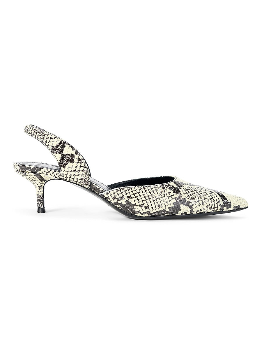 Sebastian Snake-Embossed Leather Slingback Pumps