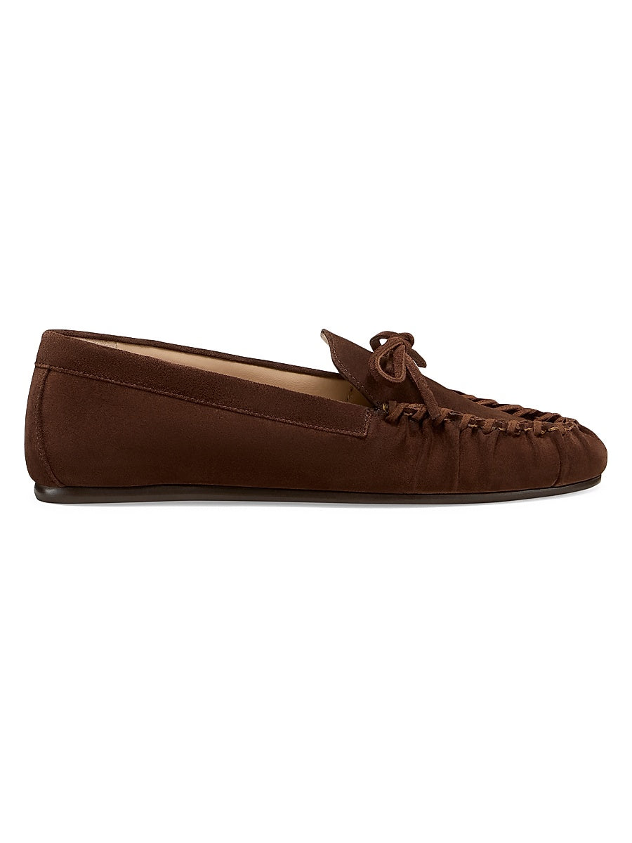 Britt Bow Croc-Embossed Leather Loafers