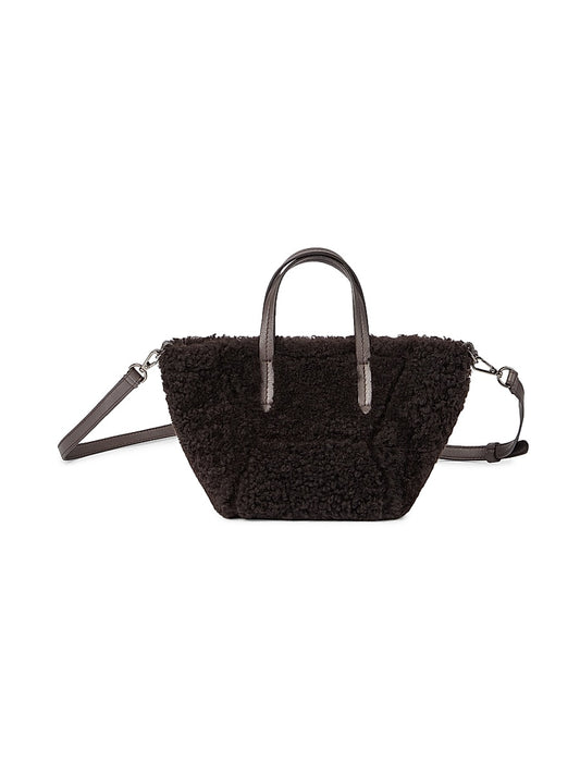 Duo Mini Top Handle Bag in Curly Shearling