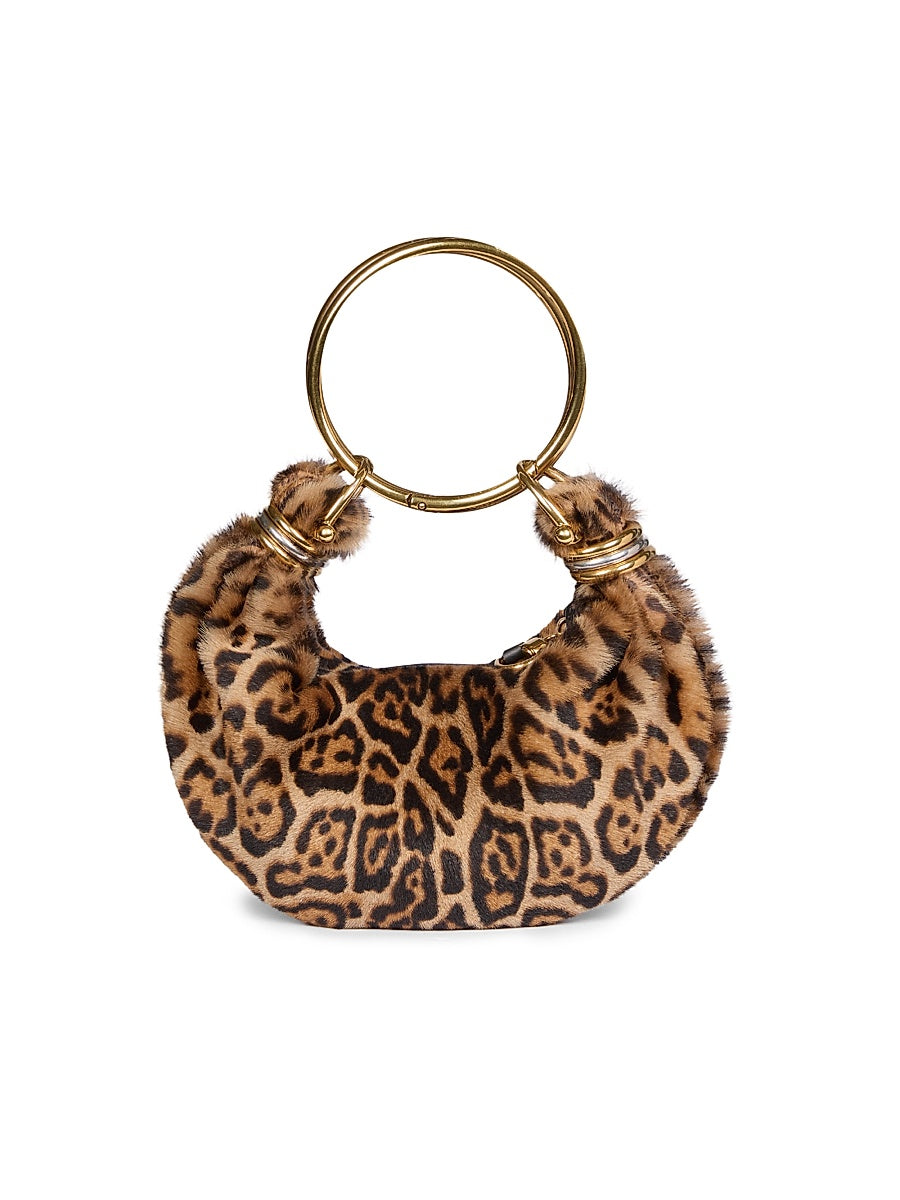 Bracelet Leopard-Print Shearling Bag