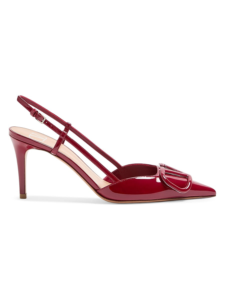 VLogo Signature Patent Leather 80MM Slingback Pumps