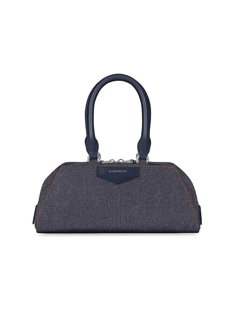 Mini Antigona East-West Top Handle Bag in Denim