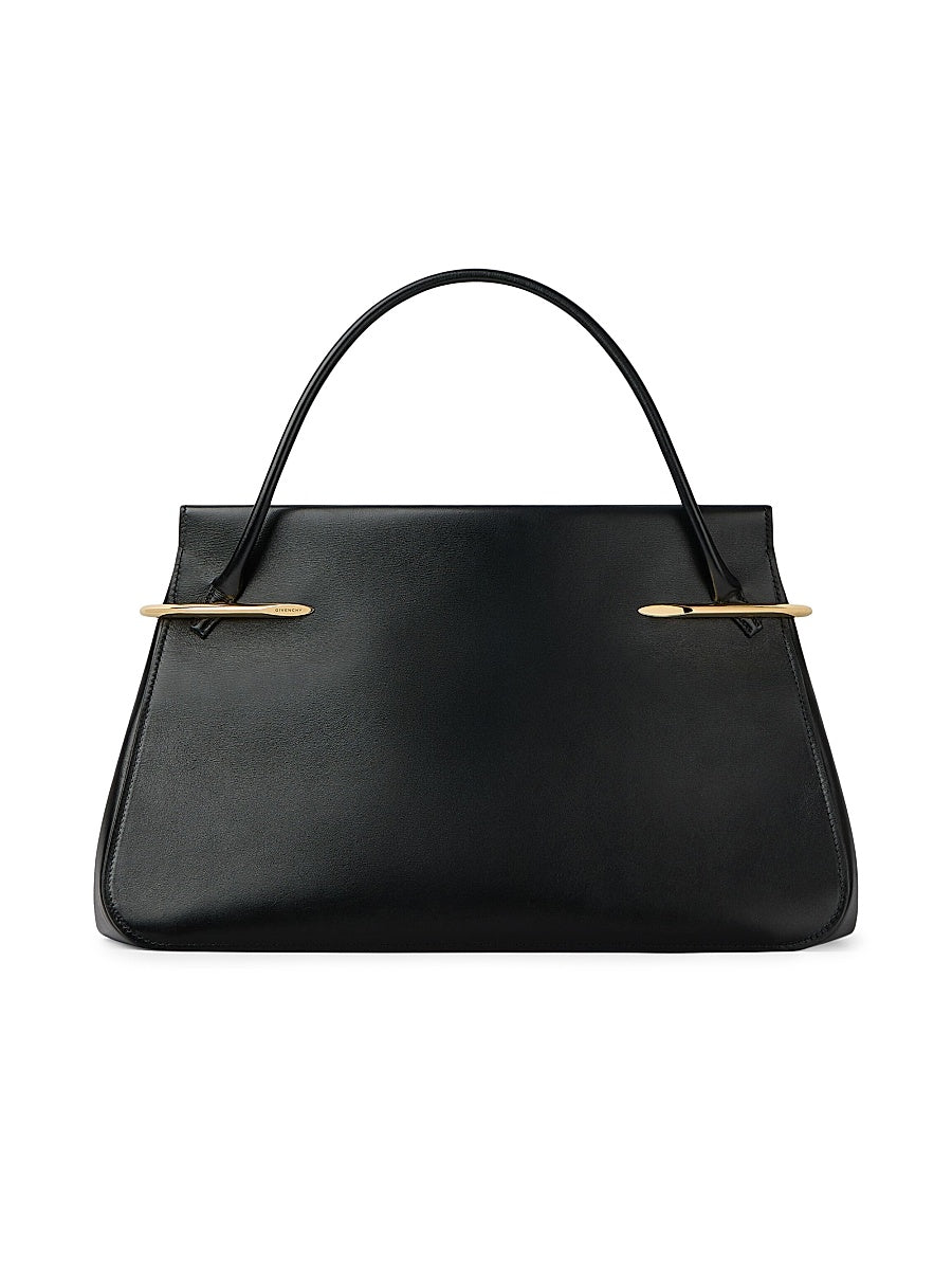 Large Pinch Top Handle Bag in Leather
