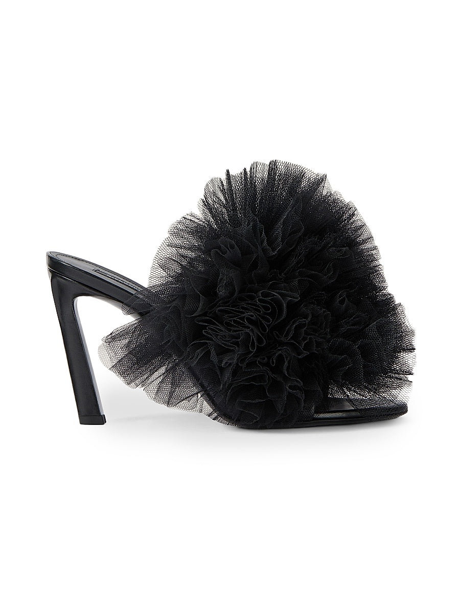 Frou-Frou Heeled Mules in Organza