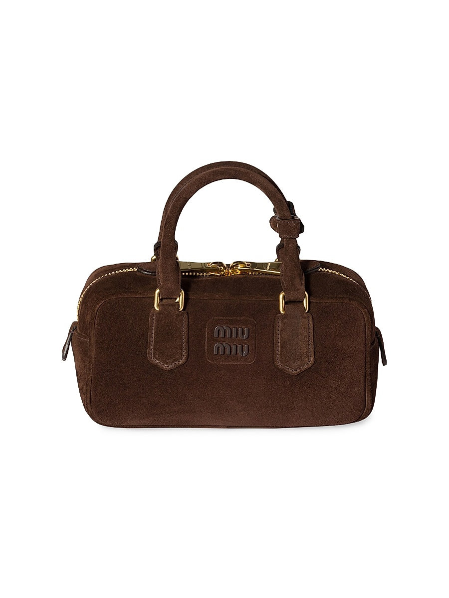 Arcadie Padded Suede Top-Handle Bag