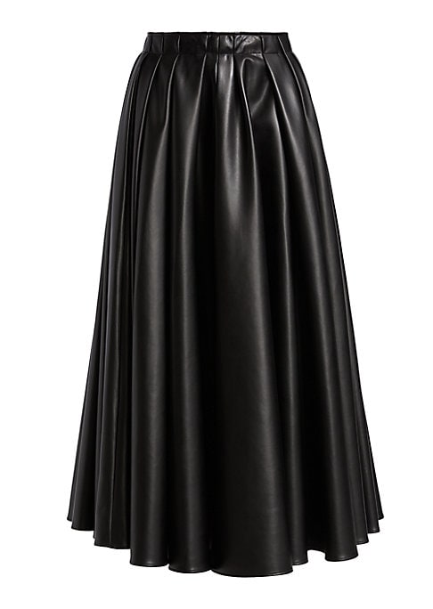 Pleated Faux Leather Skirt