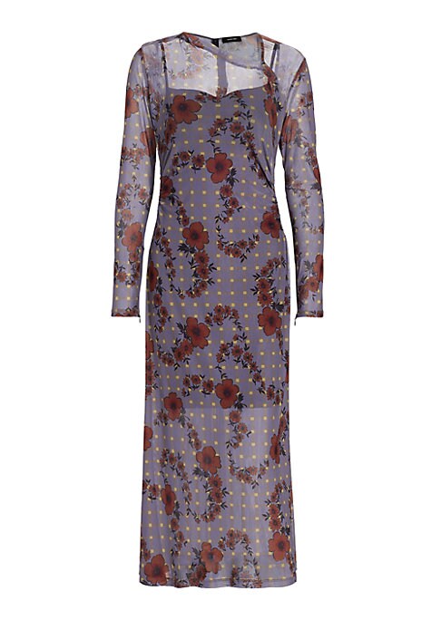 Floral Grid Midi Dress