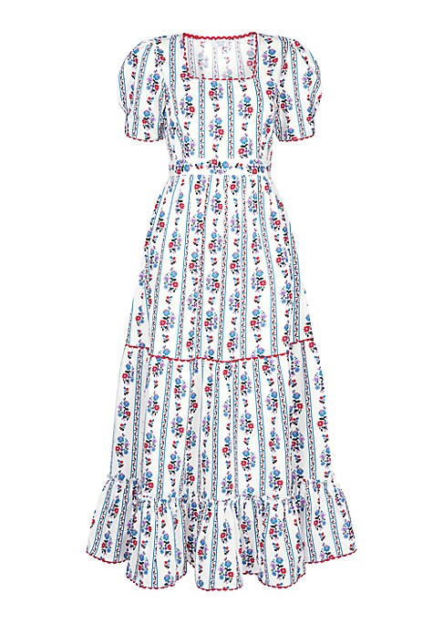Blue Ruffle Maxi Dress