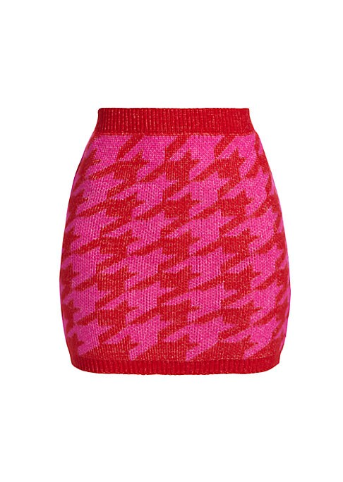 Houndstooth Knit Mini Skirt