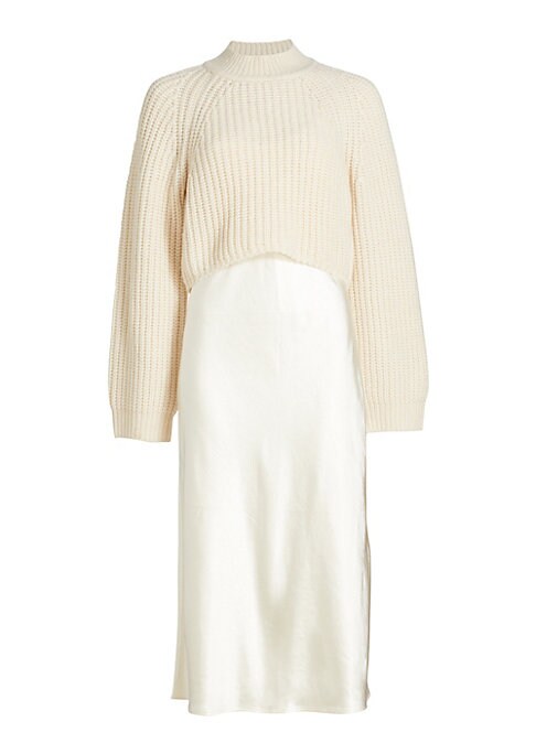 Satin and Sweater Midi Dress