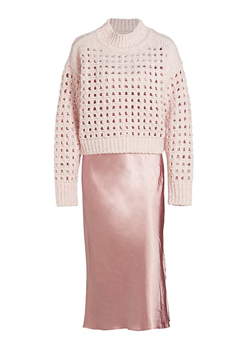 Satin and Stitch Midi Dress
