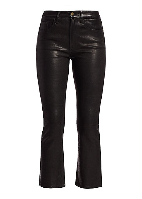 Frayed Leather Bootcut Pants