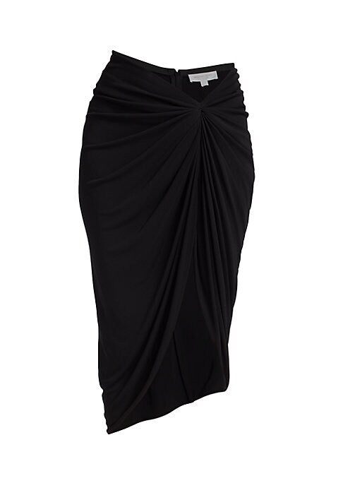 Gathered Slit Midi Skirt