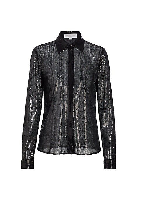 Glittery Button-Up Blouse