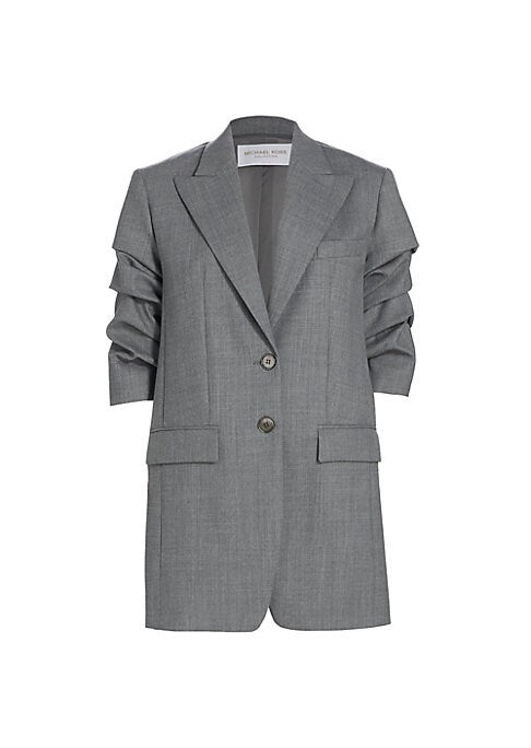 Chic Ruched Wool Blazer