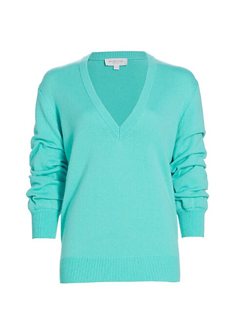 Plunge Ruched Cashmere Sweater