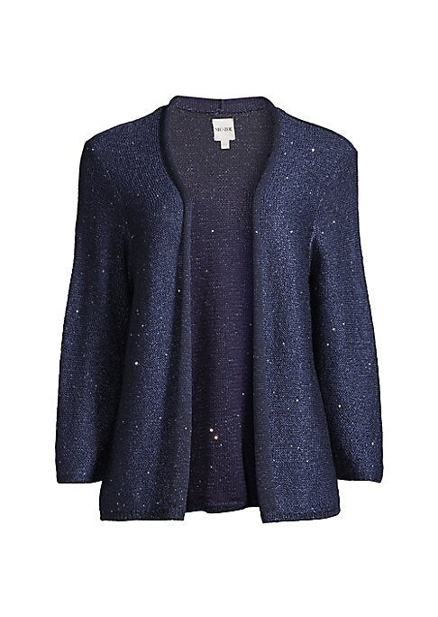 Sequin-Embellished Open Cardigan