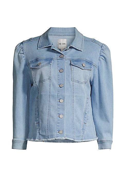 Chic Puff-Shoulder Denim Jacket