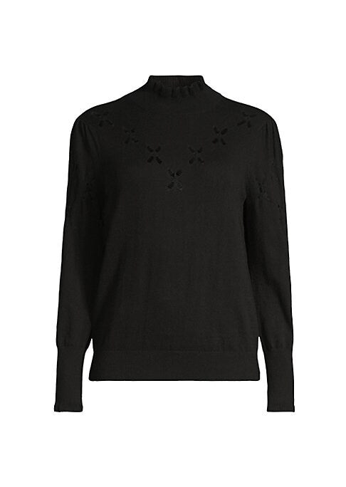 Chic Eyelet Turtleneck Sweater