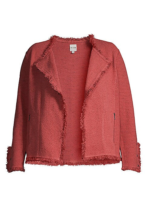 Fringe-Trimmed Open Jacket